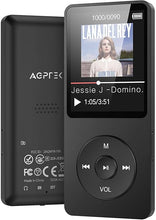 Load image into Gallery viewer, AGPTEK A02 MP3 Player with Bluetooth 5.3, 1.8 inch Screen Portable Music Player with Speaker, FM Radio, Voice Recorder, Supports Expanded Up to 128GB(Black, 32GB)