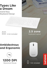 Load image into Gallery viewer, Lenovo 510 Wireless Combo with 2.4 GHz USB Receiver, Slim Full Size Keyboard, Full Number Pad, 1200 DPI Optical Mouse, Left or Right Hand, GX30W75336, White