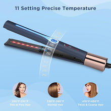 Load image into Gallery viewer, IG INGLAM Titanium Flat Iron Hair Straightener, 1 Inch Curling Iron, Infrared Negative Ionic Hair Iron Straightener 11 Adjust Temp 250°F-450°F, Shiny Hair Dual Voltage 110-240V, Gift, Prussian Blue
