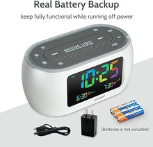 Load image into Gallery viewer, HOUSBAY Glow Small Colorful Alarm Clock Radio with Rainbow Digit, 7 Color Night Light with ON/Off Options, Dual Alarm, Dimmer, FM Radio with SleepTimer for Bedrooms