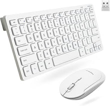 Load image into Gallery viewer, Macally Small Wireless Keyboard and Mouse Combo - Essential Work Duo - 2.4G White Keyboard and Mouse Wireless - 78 Key Quiet Cordless Mouse and Keyboard Combo with Mini Body and Quiet Click