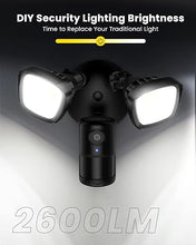 Load image into Gallery viewer, ieGeek Floodlight Camera Outdoor, 2K Wired Home Smart Security Cameras, 2.4G WiFi Flood Light Camera with Motion Sensor, Wiring 2600 Lumens Cam, Color Night Vision,Siren,2 Way Audio, Works with Alexa