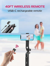 Load image into Gallery viewer, ULANZI MA09 Extendable Phone Tripod, 71" Selfie Stick Phone Vlog Tripod Stand Quadrapod with All in 1 Phone Clip, Travel Tripod Phone Holder w Rechargeable Remote for iPhone Sony Canon Action Camera