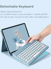 Load image into Gallery viewer, HENGHUI Keyboard Mouse for Galaxy Tab A8 10.5 inch Tablet 2022 SM-X200/X205/X207 Keyboard Case Cute Round Key Color Keyboard Wireless Detachable BT Keyboard Cover (MistyBlue)