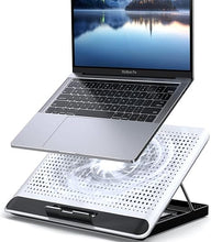 Load image into Gallery viewer, 16inch Single Fan Lap Chill Mat - Aluminum Panel Laptop Cooling Pad, Heat Protection Laptop Cooler, Adjustable Foldable Long Stand, Fans Switch with dimmable-Speed, USB-A Connection Laptop Fan