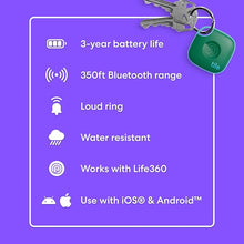 Load image into Gallery viewer, Tile by Life360 Mate (2024) Bluetooth Tracker, Keys Finder and Item Locator for Keys, Bags and More. Phone Finder. Both iOS and Android Compatible. 1-Pack (Green Surf)