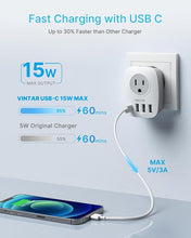 Load image into Gallery viewer, 3 Pack European Travel Plug Adapter, VINTAR International Power Plug Adapter with 2 American Outlets, 1 USB C and 3 USB Ports, 6 in 1 Travel Essentials to France, German, Italy, Spain (Type C)