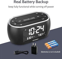 Load image into Gallery viewer, HOUSBAY Glow Small Alarm Clock Radio for Bedrooms with 7 Color Night Light, Dual Alarm, Dimmer, USB Charger, Battery Backup, Nap Timer, FM Radio with Auto-Off Timer for Bedside