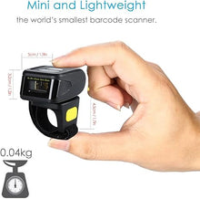 Load image into Gallery viewer, Eyoyo 1D Wireless Ring Barcode Scanner, Compatible with Bluetooth Function & 2.4GHz Wireless & Wired Connection, Portable Wearable Mini Finger Bar Code Reader Work with Windows, Mac OS, Android 4.0+,