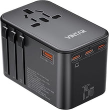 Load image into Gallery viewer, Universal Travel Adapter, VINTAR 75W GaN International Power Adapter with 3 USB C PD and 2 USB A QC, All in One Travel Essentials for UK/EU/USA/AUS, Travel Adapter Worldwide for Laptops Tablets Phones