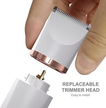 Load image into Gallery viewer, OLOV Electric Body Hair Trimmer - Groin Trimmer for Men - Bikini Trimmer Women - Wet/Dry Shaver Groomer, Replaceable Ceramic Blade Heads, USB Recharge Dock, Waterproof Hygiene Razor, White
