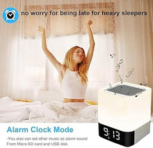 Load image into Gallery viewer, KPR Night Lights Bluetooth Speaker, Alarm Clock Bluetooth Speaker Touch Sensor Bedside Lamp Dimmable Multi-Color Changing Bedside Lamp, MP3 Player, Wireless Speaker with Lights