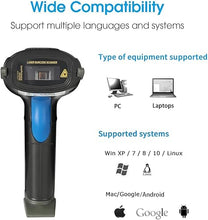 Load image into Gallery viewer, Laser 2.4G Wireless 1D Bar Code Scanners Readers for Computers PC Laptop, UNIDEEPLY Barcode Handheld, Hand Scanning Label UPC EAN Reader Gun Cordless Retails, Black
