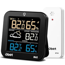 Load image into Gallery viewer, OBET Indoor Outdoor Thermometer Wireless Weather Station Average Outdoor Temperature and Humidity Monitor Digital Thermometer Inside Outside Remote 500ft/150m for House Patio