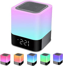 Load image into Gallery viewer, KPR Night Lights Bluetooth Speaker, Alarm Clock Bluetooth Speaker Touch Sensor Bedside Lamp Dimmable Multi-Color Changing Bedside Lamp, MP3 Player, Wireless Speaker with Lights
