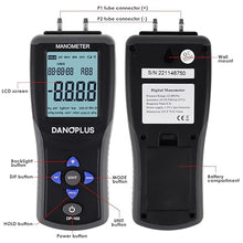 Load image into Gallery viewer, Manometer Digital Manometer Gas Pressure Tester Professional 12 Selectable Units Differential Manometer Gauge HVAC Air Pressure Meter with Large LCD Display Backlight, Data Record Funtion