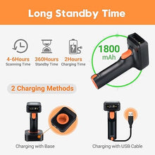 Load image into Gallery viewer, Tera Pro 1D 2D QR Wireless Barcode Scanner with Display Screen Battery Level Indicator Time Display Works with Bluetooth with Charging Cradle Base for Warehouse Supermarket Library HW0006 Pro