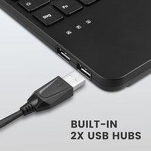 Load image into Gallery viewer, Perixx PERIBOARD-526 US, Wired Mini USB Keyboard with Trackball - X Type Scissor Keys - 11.18x7.17x1.1 Inches - Build-in 2 USB Hubs - US English
