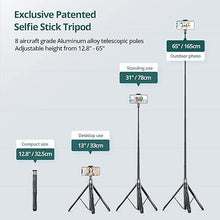 Load image into Gallery viewer, ATUMTEK 65" Selfie Stick Tripod, All in One Extendable Phone Tripod Stand with Bluetooth Remote 360° Rotation for iPhone and Android Phone Selfies, Video Recording, Vlogging, Live Streaming, Black