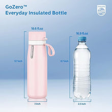 Load image into Gallery viewer, PHILIPS Filtered Water Bottle, Insulated Stainless Steel Water Bottles with Filter, Replaces 450 Plastic Bottle with 3 GoZero Everyday Water Filter, BPA-Free Filter Bottle, Keeps Cold/Hot,18.6oz