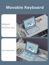 Load image into Gallery viewer, HENGHUI Keyboard Mouse for Galaxy Tab A8 10.5 inch Tablet 2022 SM-X200/X205/X207 Keyboard Case Cute Round Key Color Keyboard Wireless Detachable BT Keyboard Cover (MintGreen)