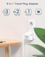 Load image into Gallery viewer, 2 Pack European Travel Plug Adapter, International Power Plug Adapter with 3 Outlets 3 USB Charging Ports(1 USB C), Type C Plug Adapter Travel Essentials to Most Europe EU Spain Italy France Germany
