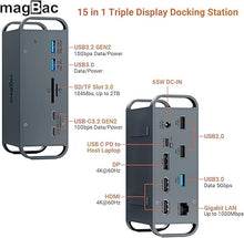 Load image into Gallery viewer, USB C Docking Station Triple Monitor, Laptop Docking Station with Dual 4K@60Hz HDMI, 4K@60Hz DP, 8 USB A/C Ports, 1000Mbps Ethernet, SD/TF Card Slot, 100W AC Power Adapter for Hp Dell Windows Laptops