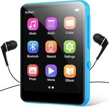 Load image into Gallery viewer, 64GB 2.4" Full Touch Screen MP3 Player with Bluetooth 5.3, Portable HiFi Sound Quality Music Player with Speaker, FM Radio, Line-in Voice Recorder, E-Book, Headphones Included, Max 128GB Expandable