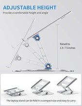 Load image into Gallery viewer, Adjustable Computer Stand with 360 Rotating Base, Ergonimic Foldable Laptop Riser for Desk Compatible with MacBook Pro/Air Notebook up to 16 Inches, Silver