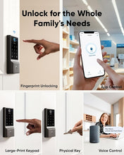 Load image into Gallery viewer, eufy Smart Lock E30, Fingerprint Keyless Entry Door Lock with Apple Home Ecosystem, Built-in Wi-Fi Deadbolt, Smart Door Lock for Front Door or Back, Supports Apple Home, Alexa, Google