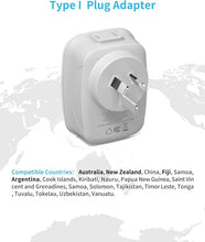 Load image into Gallery viewer, 2 Pack Australia New Zealand Power Plug Adapter, VINTAR Australia Travel Adapter with 1 USB C,3 USB Ports and 2 American Outlets, 6 in 1 Type I Plug Adapter for US to Australia, Argentina, China