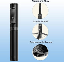 Load image into Gallery viewer, Selfie Stick Tripod with Remote?Aluminum Alloy Phone Tripod, Bluetooth Remote and 270°Rotation Stand Compatible with iPhone and Android Phone