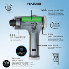 Load image into Gallery viewer, SPA SCIENCES - SmartGun Elite – Therapeutic Deep Tissue Percussion Massager – for Muscle Soreness - with Interchangeable Heads, 10 Intensity Levels and Smart Comfort Pulse – USB Rechargeable