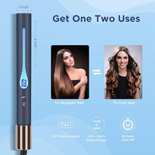 Load image into Gallery viewer, IG INGLAM Titanium Flat Iron Hair Straightener, 1 Inch Curling Iron, Infrared Negative Ionic Hair Iron Straightener 11 Adjust Temp 250°F-450°F, Shiny Hair Dual Voltage 110-240V, Gift, Prussian Blue