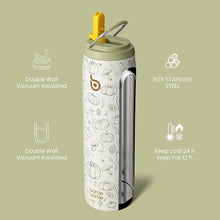 Load image into Gallery viewer, BOTTLE BOTTLE Stainless Steel Water Bottle with Straw Lid and Handle 32 oz Vacuum Insulated Water Bottle for Sports Travel Gym Hiking,Leak-Proof Wide Mouth Water Bottles for Men and Women,pumpkin