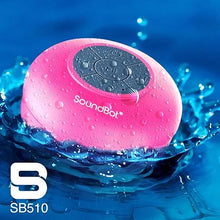 Load image into Gallery viewer, Soundbot SB510 HD Water Resistant Bluetooth Shower Speaker, Handsfree Portable Speakerphone with Built-in Mic, 6hrs of Playtime, Control Buttons and Dedicated Suction Cup for Showers (Pink)
