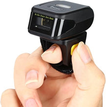 Load image into Gallery viewer, Eyoyo 1D Wireless Ring Barcode Scanner, Compatible with Bluetooth Function & 2.4GHz Wireless & Wired Connection, Portable Wearable Mini Finger Bar Code Reader Work with Windows, Mac OS, Android 4.0+,