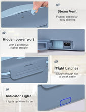 Load image into Gallery viewer, Monteka Electric Lunch Box Food Heater, Upgrade 100W High Power Portable Food Warmer, Heated Lunch Box for Adults Car/Home with 1.8L Removable Stainless Steel Container, 12V/24V/110V/220V, Blue