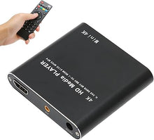 Load image into Gallery viewer, VBESTLIFE HD Video Player, 4K High Resolution Mini Streaming Media Player, Built in 4G Storage, with HD Multimedia, AV, USB Interface, Support AV, MXF, MP4, FLV, MKV, ASF, DAT(US Plug)