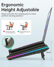 Load image into Gallery viewer, llano RGB Laptop Cooling Pad, Gaming Laptop Cooler with Powerful Turbofan, Fast Cooling Laptop 15.6-21in, Adjustable Speed, Touch Control, LCD Screen