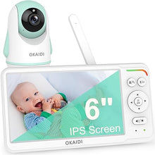 Load image into Gallery viewer, Baby Monitor with Camera and Audio, 6.0" IPS Ultra-Large Screen with 30-Hour Battery, 1000ft Range Baby Monitor No WiFi, Night Vision,2-Way Talk,Remote Pan-Tilt-Zoom Camera,Baby Camera Monitor