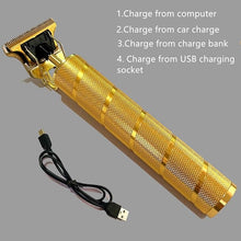 Load image into Gallery viewer, Pro T Clippers Trimmer, Electric Pro Li Trimmer T Blade Trimmer Cordless Rechargeable, Professional Baldheaded USB Rechargeable Trimmer Hair Clipper for Men(Gold)