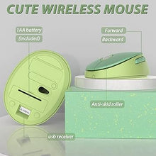 Load image into Gallery viewer, Green Wireless Keyboard and Mouse, KOOTOP Cute Green Colorful Keyboard and Mouse, 2.4G Wireless Keyboard with Retro Round Keycap for PC, Mac, Laptop,Tablet,Computer Windows (Green)