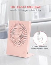 Load image into Gallery viewer, Zuvas Desk Fan Battery Operated Fan Rechargeable 180°Tilt Folding Personal Fan Ultra Quiet Small Portable Fan 3 Speed Adjustable Strong Wind USB Fan For Office Bedroom Home Desktop Camping