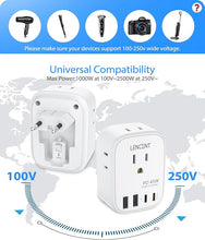 Load image into Gallery viewer, LENCENT European Travel Plug Adapter, PD 45W Type C Foldable Power Plug with 4 Outlet, USB Fast Charger Adaptor, Travel Essentials for US to Most of Europe EU Spain Italy France, Cruise Ship Approved