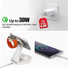 Load image into Gallery viewer, 3 in 1 Charging Station for Apple Devices,Mag-Safe Charger Stand Fast Charging,Wireless Charger for iPhone 16/15/14/13/12 Series,& AirPods,& iWatch(30W USB Charger Included)