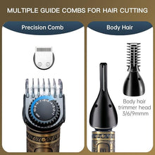 Load image into Gallery viewer, Beard Trimmer Kit Professional Hair Clipper Trimmer Zero Gapped T-Blade Trimmer Electric Shaver Razor Nose Body Trimmer for Men Cordless Grooming Kit 7 in 1