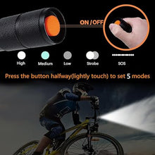 Load image into Gallery viewer, 2 Pack Tactical Flashlights Torch, Military Grade 5 Modes 3000 High Lumens Led Waterproof Handheld Flashlight for Camping Biking Hiking Outdoor Home Emergency