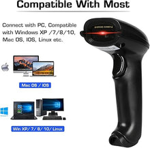 Load image into Gallery viewer, WoneNice Barcode Scanner Wireless 2-in-1 (2.4Ghz Wireless+USB 2.0 Wired) Handheld Bar Code Scanner Reader (Black)