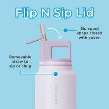 Load image into Gallery viewer, GROSCHE Alpine Flip n' Sip 40 oz Insulated Water Bottle - Stainless Steel, Leakproof Flask with Straw - Perfect for Gym, Travel & Outdoor Use - Keeps Water Cold up to 60 hrs - Lavender